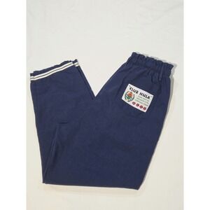 80s 90s Gitano Lounge Pants Women MED Navy Club Hula Hawaii Patch Capri PJ